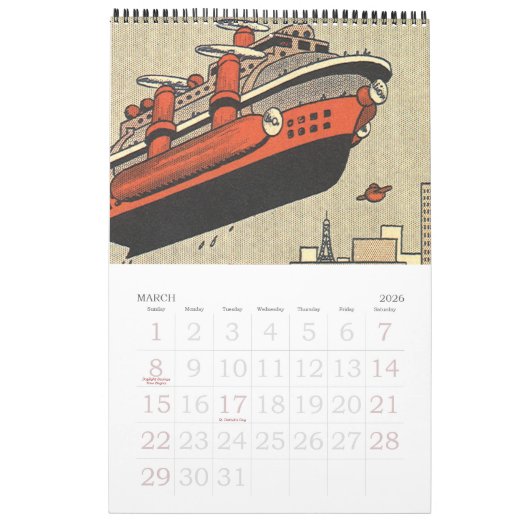  illustratie Wetenschap Fictie Steampunk Kalender (Mar 2026)