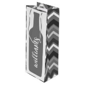 Illustratie wijnflesje - Chevron met script Wijn Cadeautas (Voorkant Gekanteld)