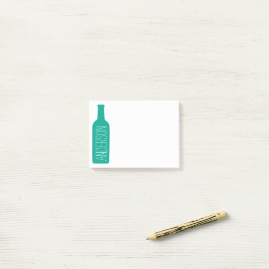Illustratie wijnflesje - Moderne witte benaming Post-it® Notes (Op bureau)