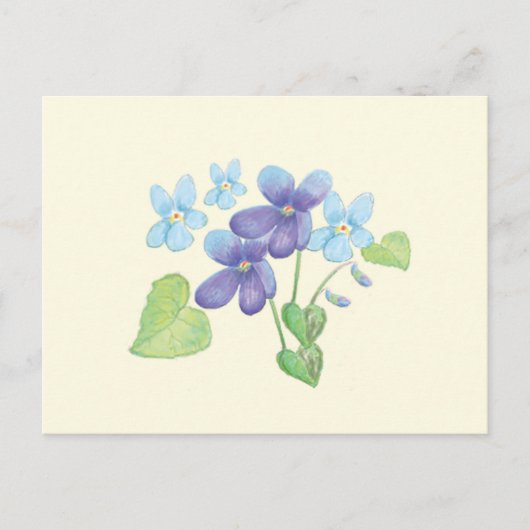 Illustratie Wild Violet Flowers Briefkaart (Voorkant)