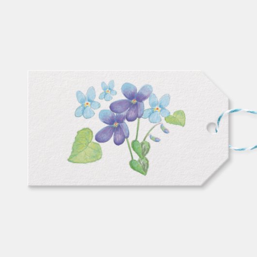 Illustratie Wild Violet Flowers Cadeaulabel (Voorkant (Horizontaal))