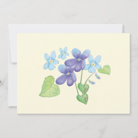 Illustratie Wild Violet Flowers Feestdagenkaart (Voorkant)
