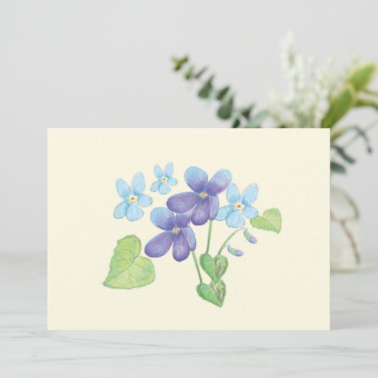 Illustratie Wild Violet Flowers Feestdagenkaart (Staand voorkant)