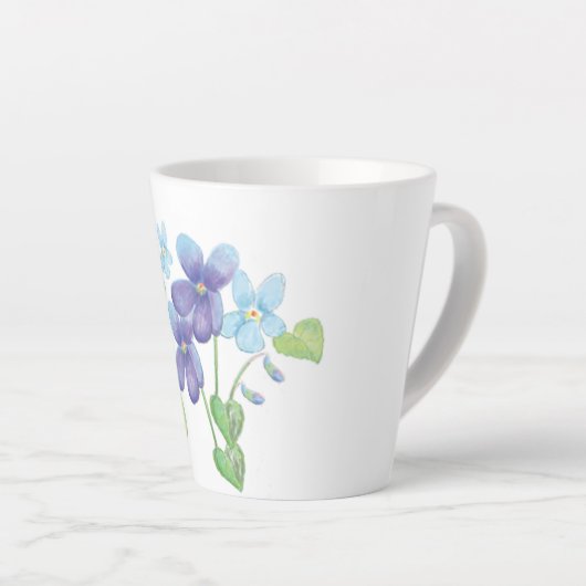 Illustratie Wild Violet Flowers Latte Mok (Rechterhoek)