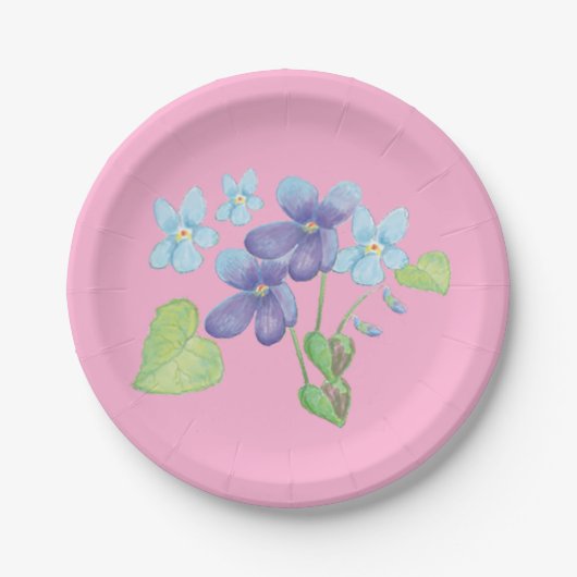 Illustratie Wild Violet Flowers Papieren Bordje (Voorkant)