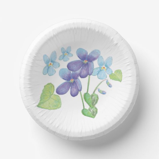 Illustratie Wild Violet Flowers Papieren Kommen (Voorkant)