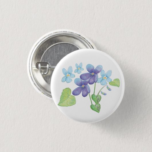 Illustratie Wild Violet Flowers Ronde Button 3,2 Cm (Voorkant /achterkant)