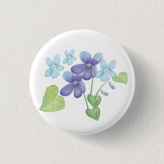 Illustratie Wild Violet Flowers Ronde Button 3,2 Cm (Voorkant)
