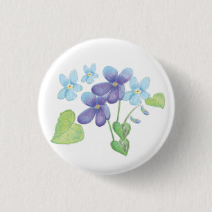 Illustratie Wild Violet Flowers Ronde Button 3,2 Cm