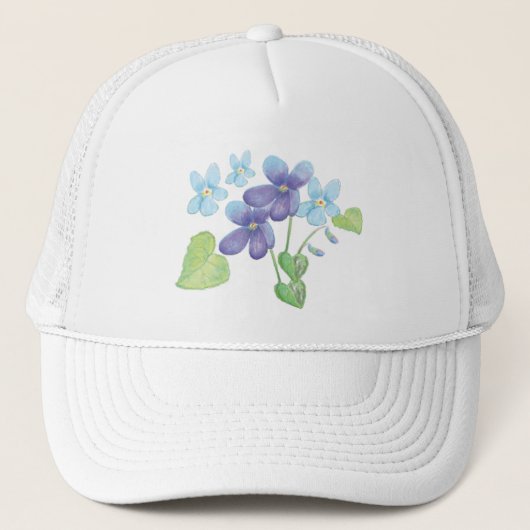 Illustratie Wild Violet Flowers Trucker Pet (Voorkant)