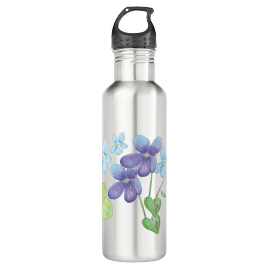 Illustratie Wild Violet Flowers Waterfles (Voorkant)