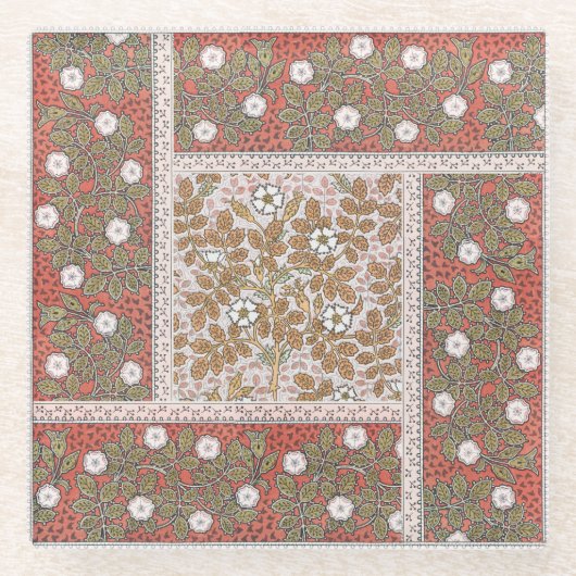 Illustratie Wilde Roos Kunst Illustratie Bloem Vin Glazen Onderzetter (Voorkant)