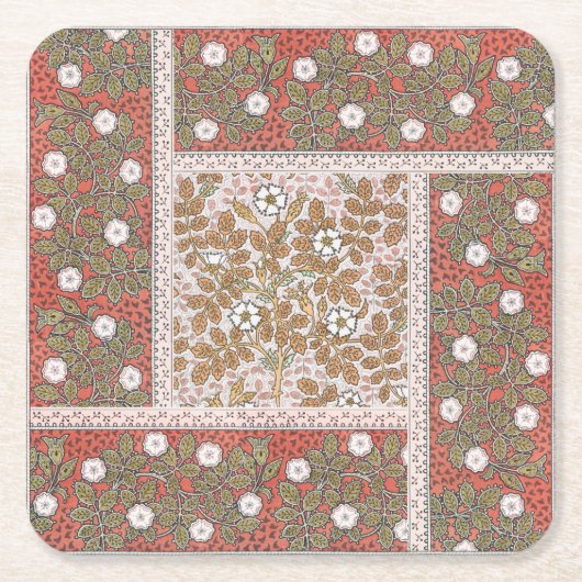 Illustratie Wilde Roos Kunst Illustratie Bloem Vin Kartonnen Onderzetters (Voorkant)