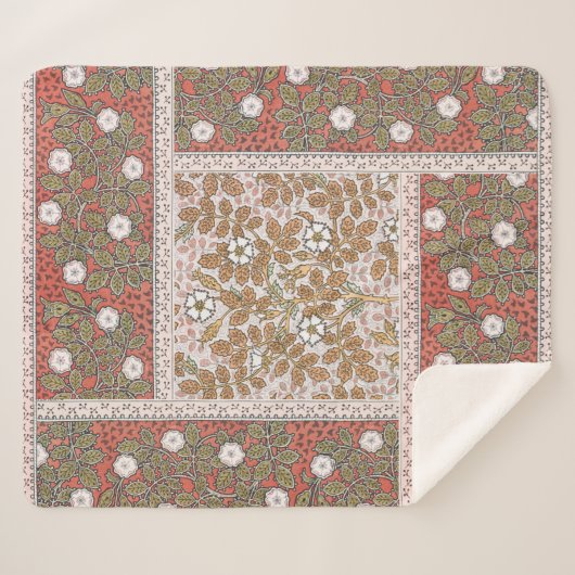 Illustratie Wilde Roos Kunst Illustratie Bloem Vin Sherpa Deken (Voorkant (horizontaal))