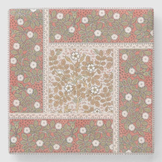 Illustratie Wilde Roos Kunst Illustratie Bloem Vin Stenen Onderzetter (Voorkant)