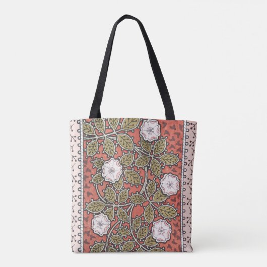 Illustratie Wilde Roos Kunst Illustratie Bloem Vin Tote Bag (Achterkant)