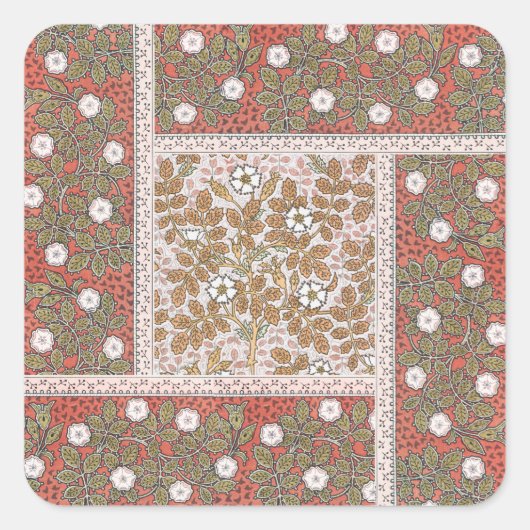 Illustratie Wilde Roos Kunst Illustratie Bloem Vin Vierkante Sticker (Voorkant)