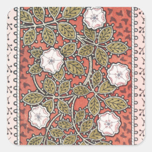 Illustratie Wilde Roos Kunst Illustratie Bloem Vin Vierkante Sticker