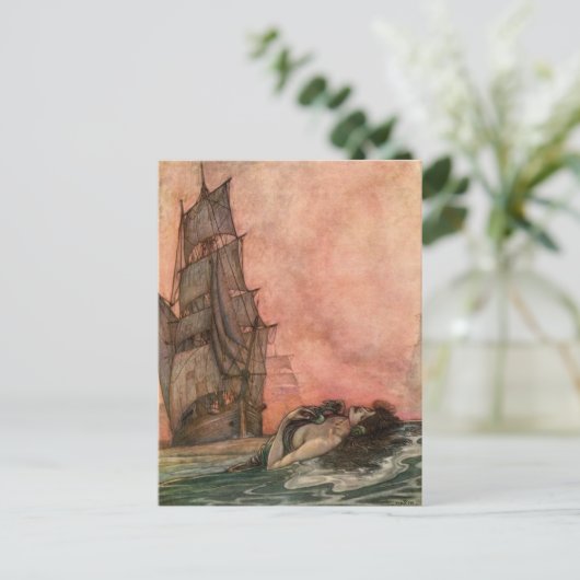  illustratie William H. Robinson Mermaid Briefkaart (Staand voorkant)