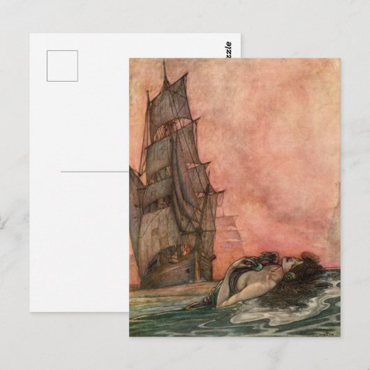  illustratie William H. Robinson Mermaid Briefkaart (Voorkant / Achterkant)