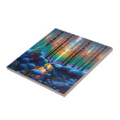 Illustratie winterbomen landschap tegeltje (Zijkant)