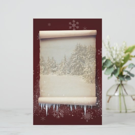 Illustratie winterperkament briefpapier (Staand voorkant)