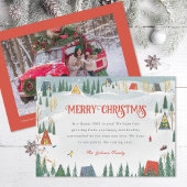 Illustratie Winterscène foto Terug Feestdagenkaart