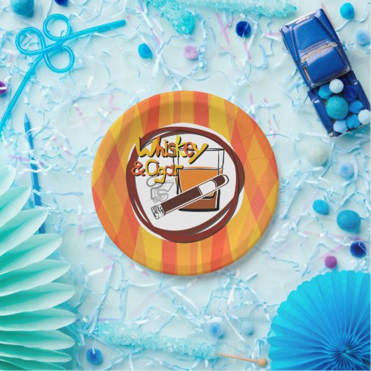 Illustratie Wiskey en Cigar Papieren Bordje (Feest)