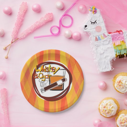 Illustratie Wiskey en Cigar Papieren Bordje (Feest)