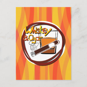 Illustratie Wiskey en sigaar Briefkaart