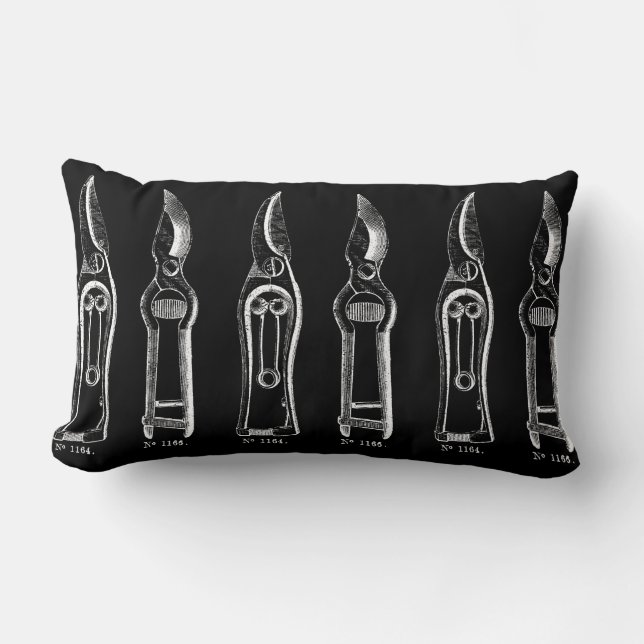  ILLUSTRATIE Witte Pruners Black Pillow Kussen (Voorkant)