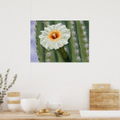 Illustratie: Witte Vloer van Saguaro Cactus Poster (Keuken)
