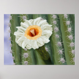 Illustratie: Witte Vloer van Saguaro Cactus Poster