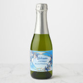 Illustratie Witte Waterverf Moonflower Sparkling Wijnetiket (Voorkant)