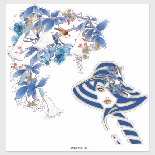 Illustratie Witte Waterverf Moonflower Sticker (Vel)