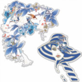 Illustratie Witte Waterverf Moonflower Sticker (Voorkant)