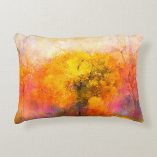 Illustratie zacht kleurrijk herfstbos. Abstract Accent Kussen