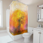 Illustratie zacht kleurrijk herfstbos. Abstract Douchegordijn (In situ)