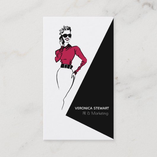Illustratie zakelijke dame Kantoor Visitekaartje (Voorkant)