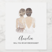 Illustratie: zal je mijn bruidsmeisje zijn? wijn etiket (Enkel label)