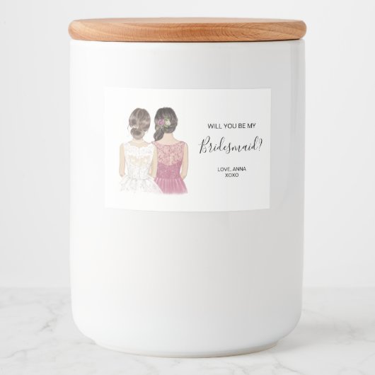 Illustratie: zal je mijn kaarslabel voor bruidsmai voedselcontainer etiket (Voorkant)