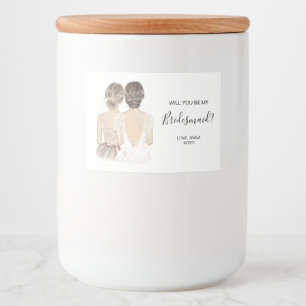 Illustratie: zal je mijn kaarslabel voor bruidsmai voedselcontainer etiket