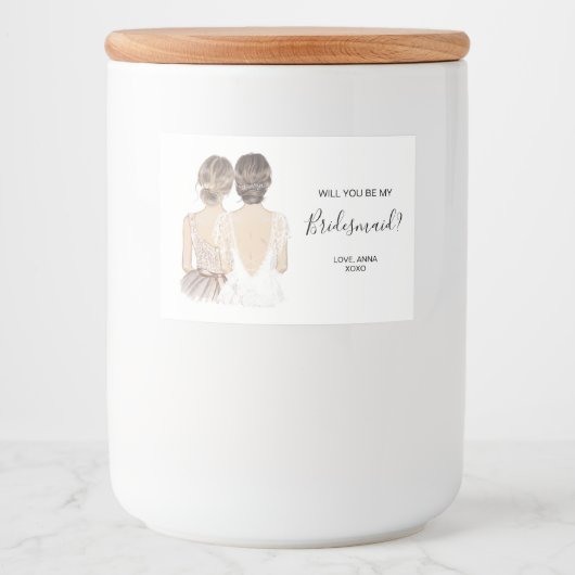 Illustratie: zal je mijn kaarslabel voor bruidsmai voedselcontainer etiket (Voorkant)