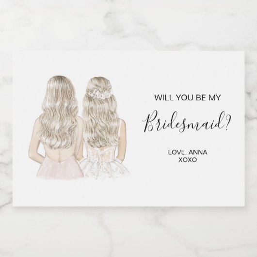 Illustratie: zal je mijn kaarslabel voor bruidsmai voedselcontainer etiket (Enkel label)