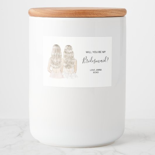 Illustratie: zal je mijn kaarslabel voor bruidsmai voedselcontainer etiket (Voorkant)