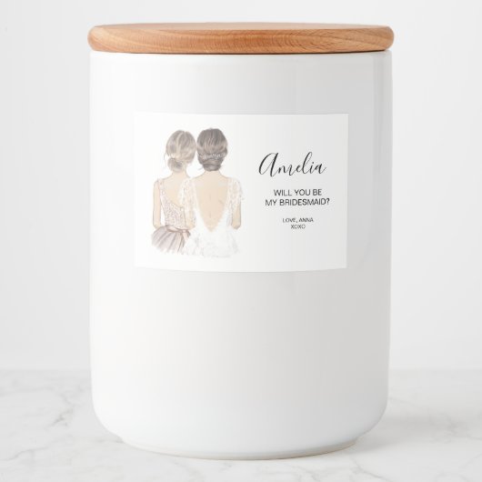 Illustratie: zal je mijn kaarslabel voor bruidsmai voedselcontainer etiket (Voorkant)