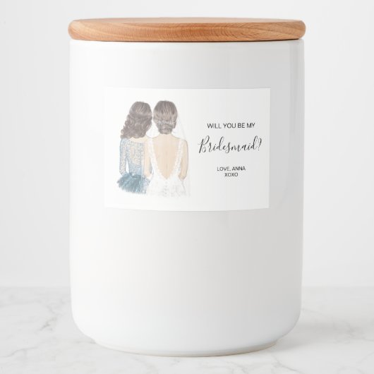 Illustratie: zal je mijn kaarslabel voor bruidsmai voedselcontainer etiket (Voorkant)