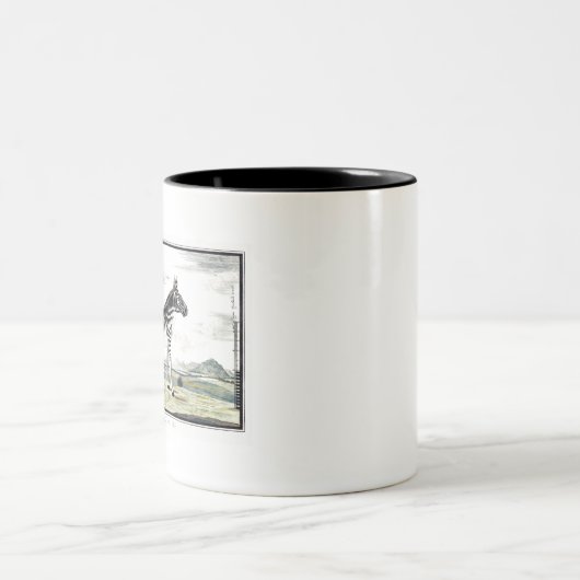 Illustratie zebra Afrika tekening van de stripper Tweekleurige Koffiemok (Center)