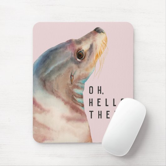 Illustratie zee Lion | Voeg je grappige tekst toe Muismat (Met muis)