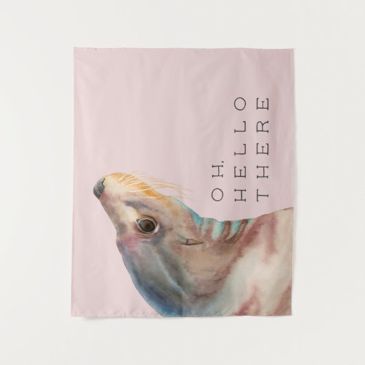 Illustratie zee Lion | Voeg je grappige tekst toe Wandkleed (Voorkant)